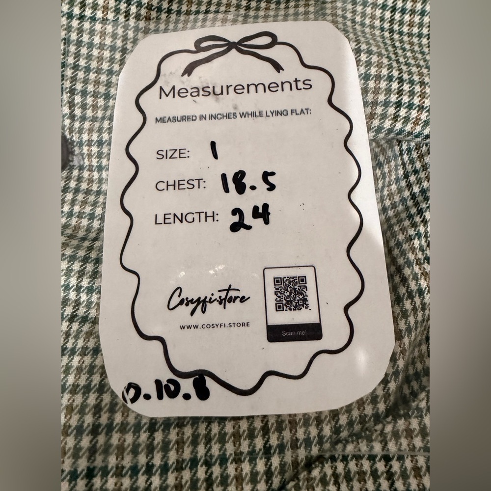 Una Rosa Green Checkered Women's Top size 1 (Small) Y2K - Picture 10 of 10